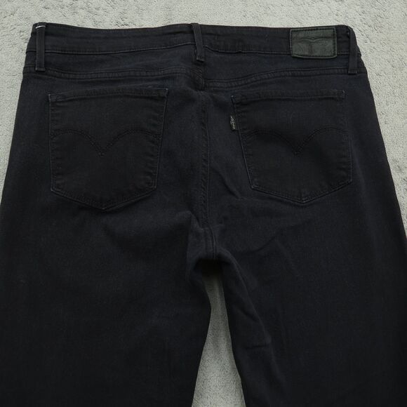 Levi's 714 Jeans Womens Size 31 Black Mid-Rise Straight Denim 30" Inseam Stretch - Picture 13 of 16